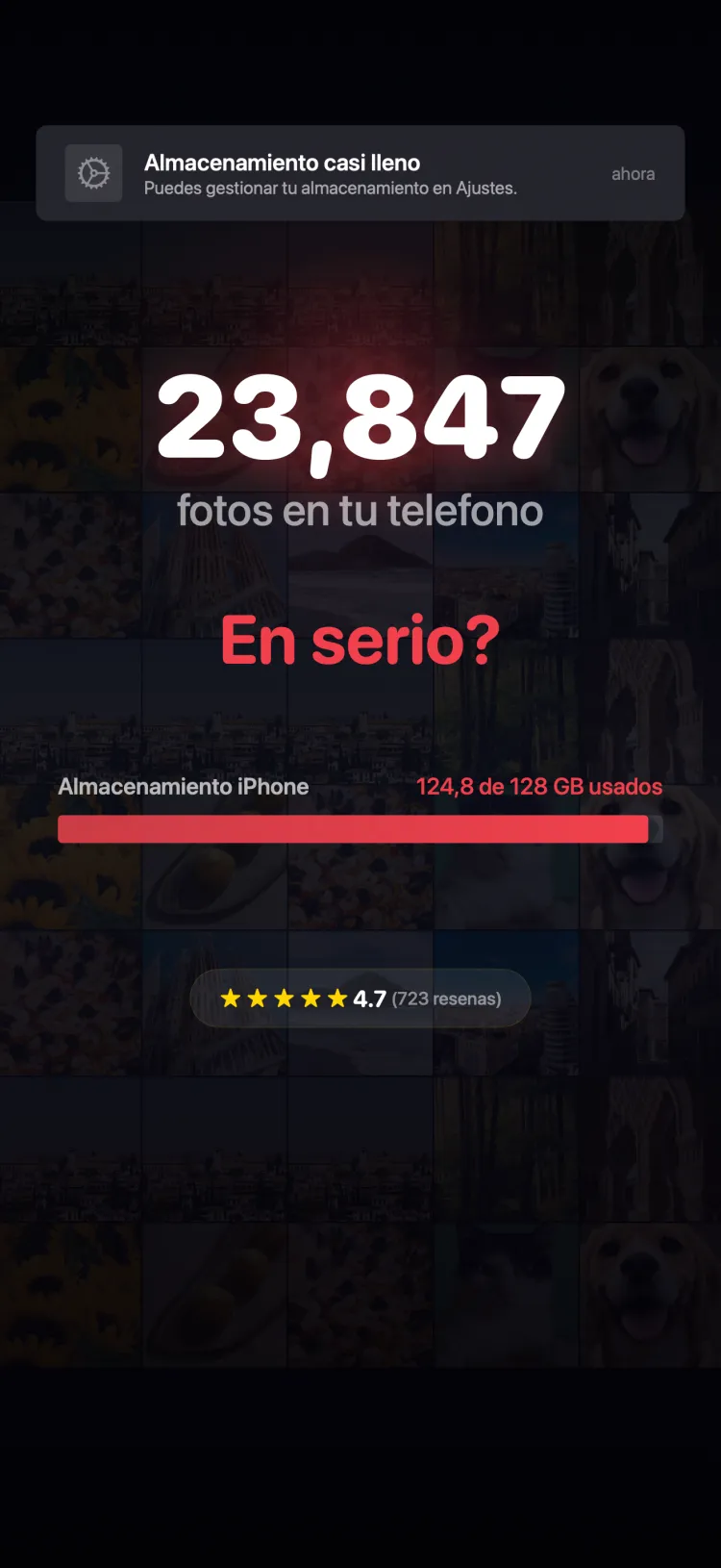 iPhone storage almost full notification
