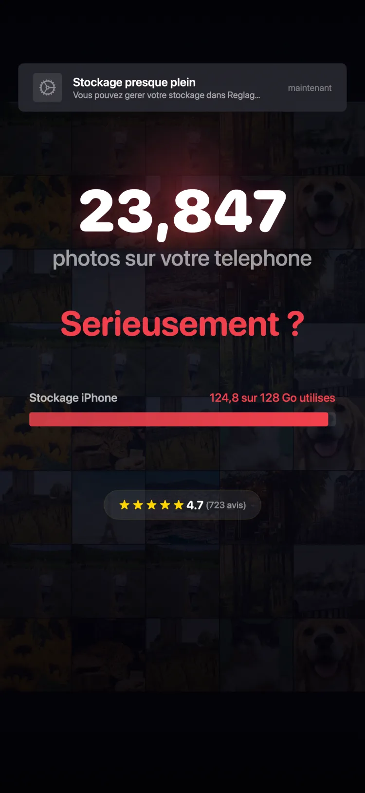 iPhone storage almost full notification