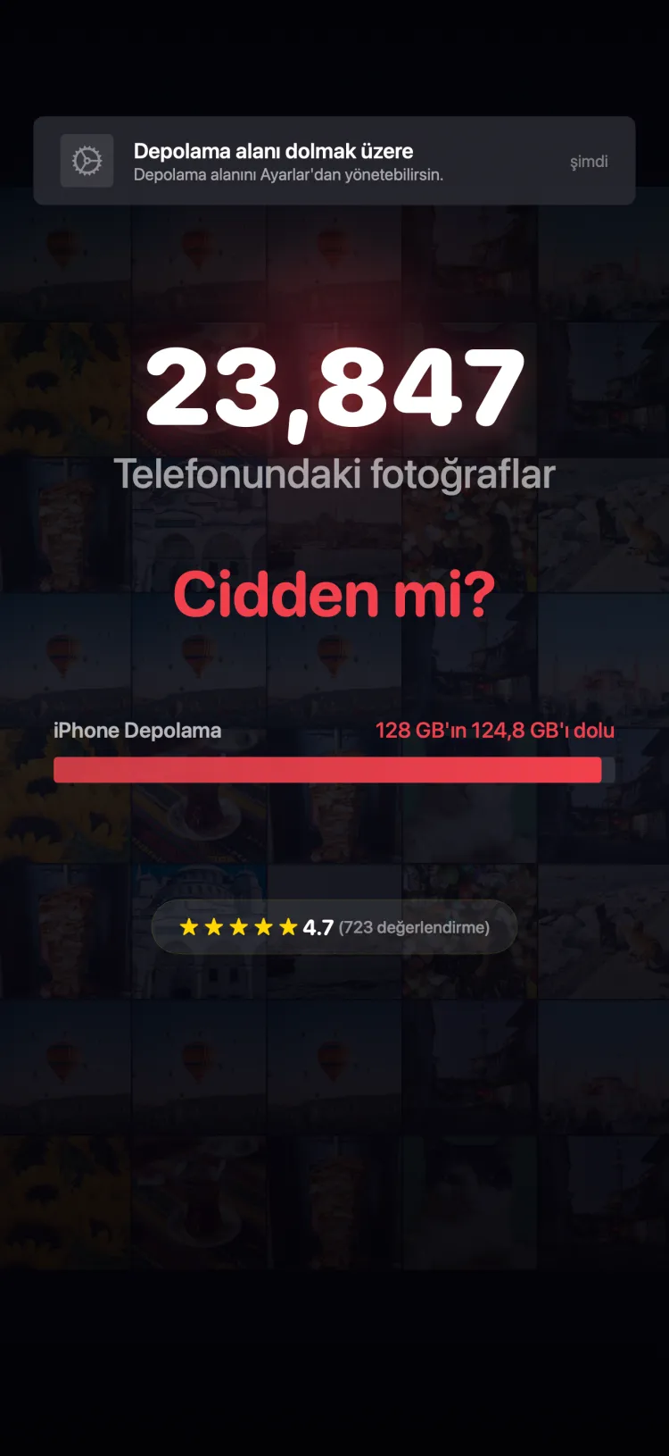 iPhone storage almost full notification