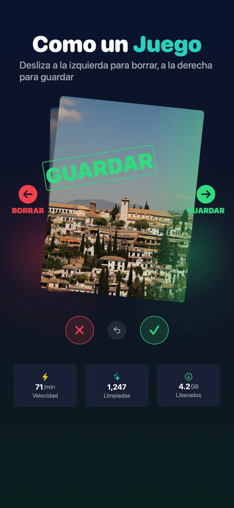 Tidy swipe interface