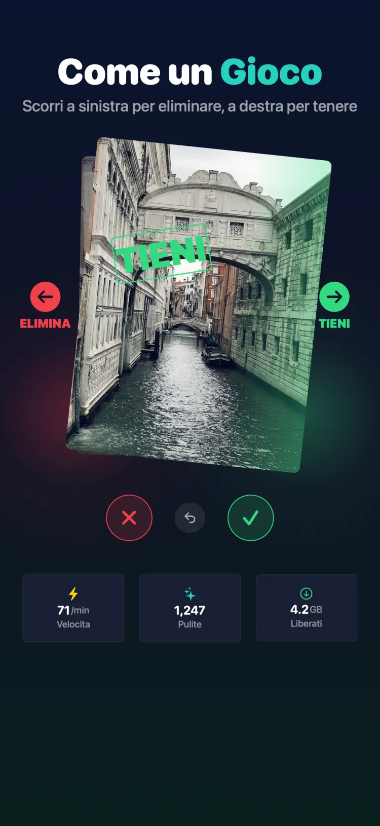 Tidy swipe interface